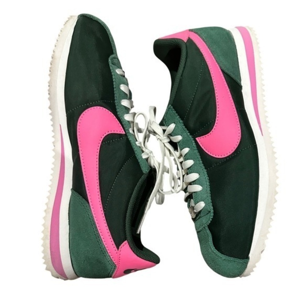 Nike Cortez Sneakers Womens Dark Green Pink Excellent Retro Running Shoes 7.5 - Picture 6 of 14